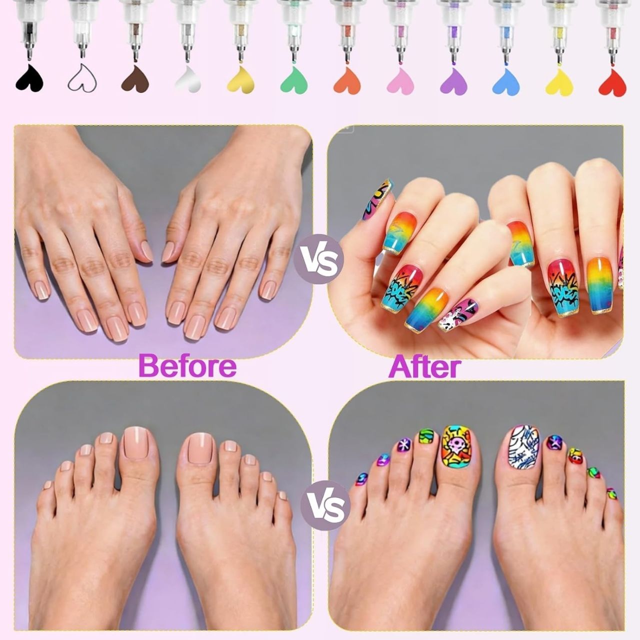 Set de pixuri colorate pentru pictat unghii, ArtNails - Image 6