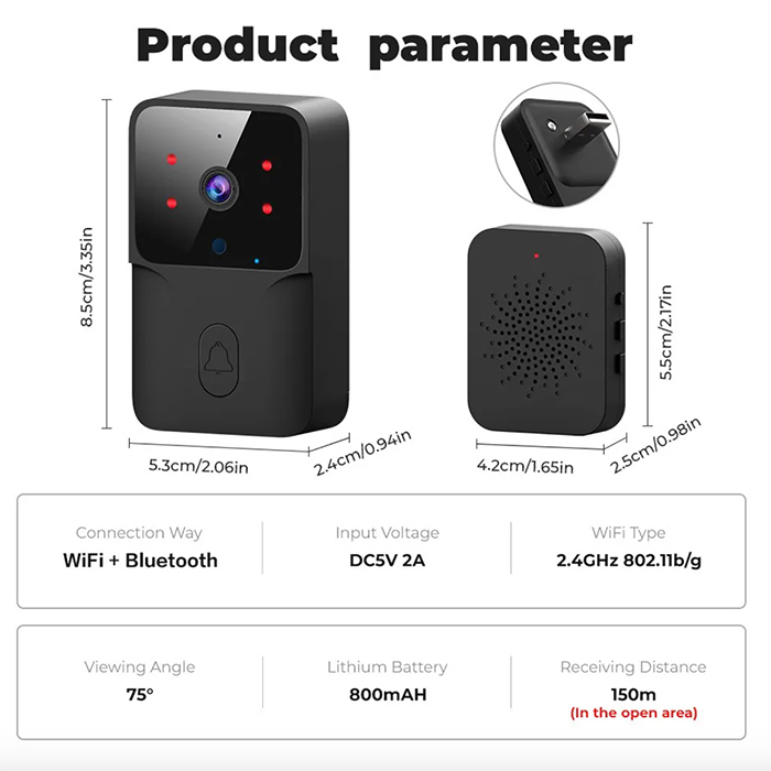 Bell, sonerie wireless cu video, sunet bidirecțional și detector de mișcare - Image 2