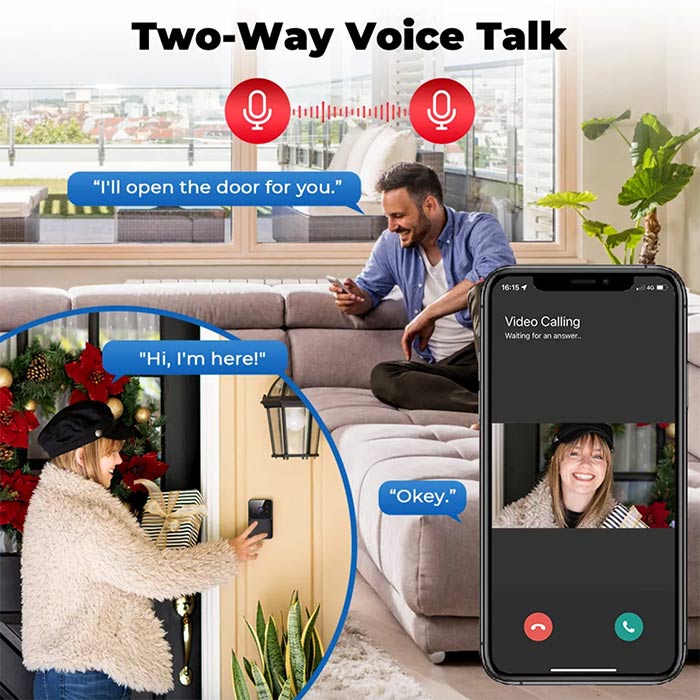 Bell, sonerie wireless cu video, sunet bidirecțional și detector de mișcare - Image 3