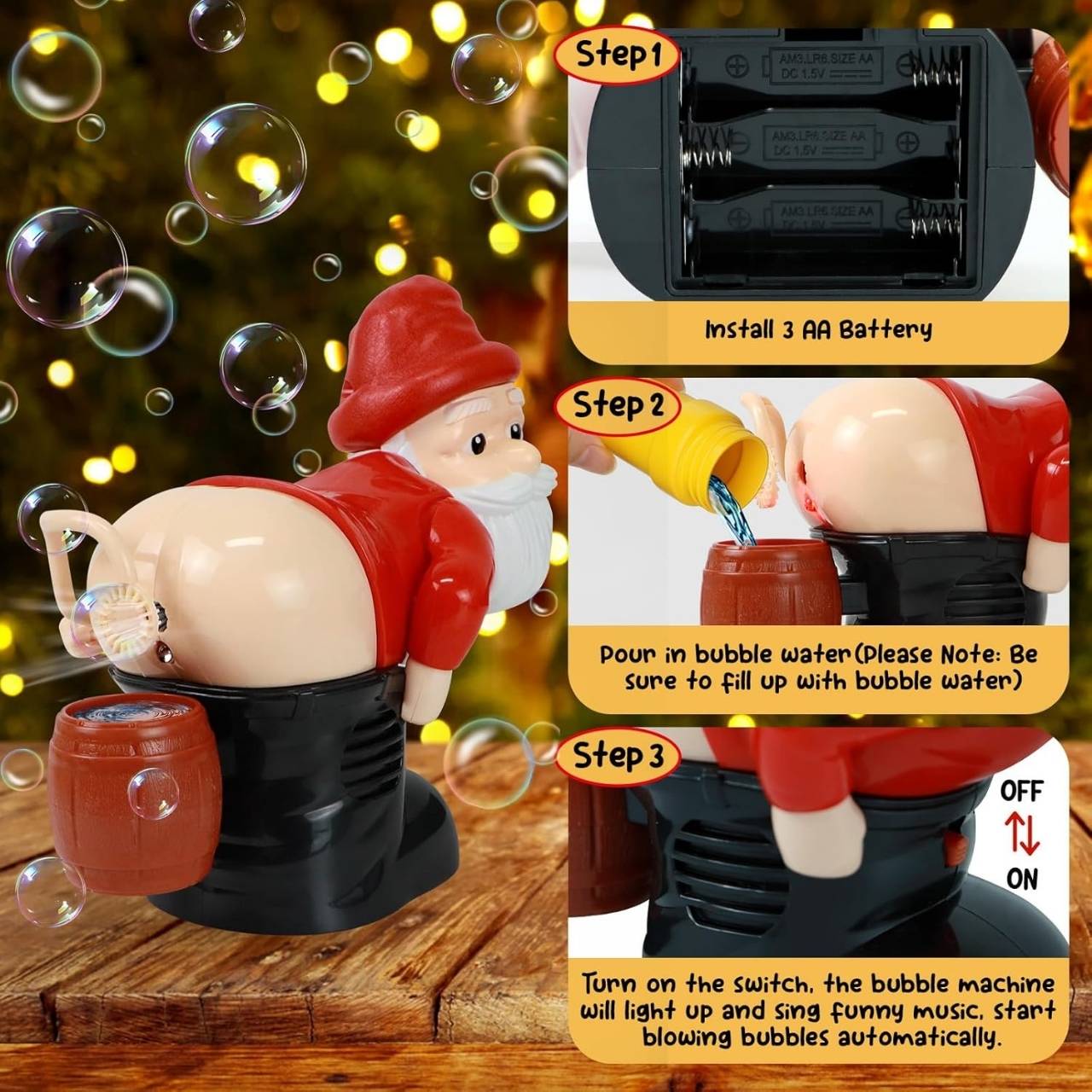 BlowSanta, jucărie cu baloane de săpun Moș Crăciun - Image 2