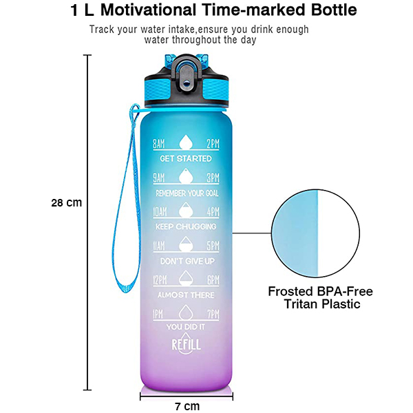 BottleBundle, Sticlă Motivațională pentru Apă + Set de 5 Elastice pentru Exerciții - Image 9
