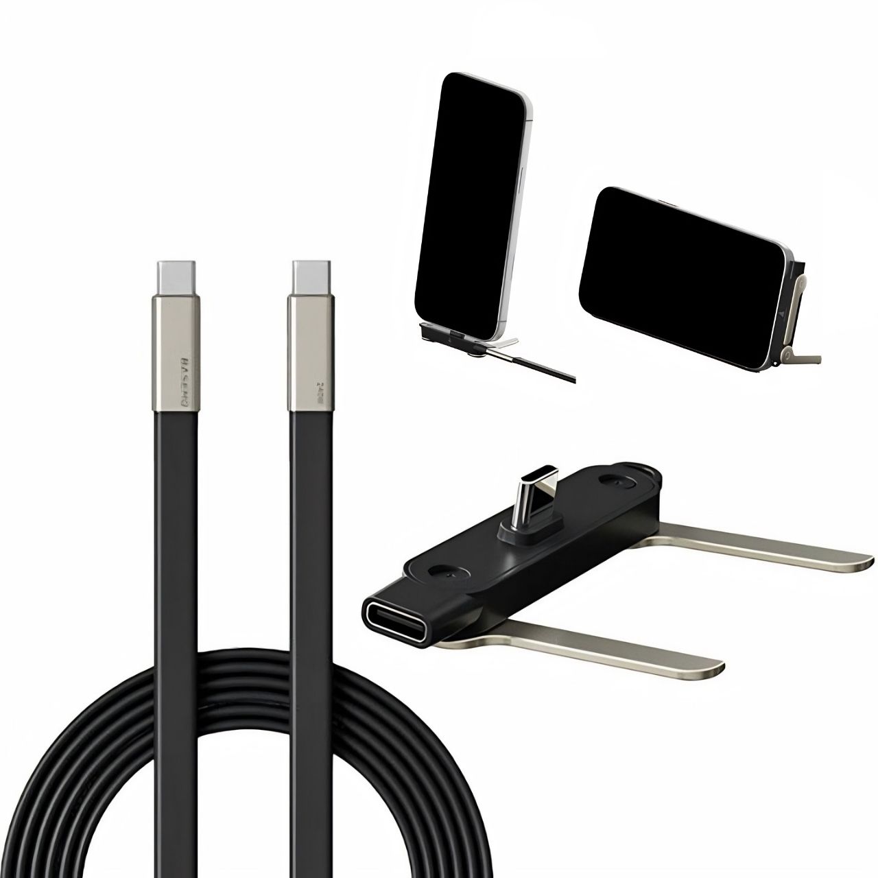 Cablu de încărcare 2în1 cu suport pentru telefon, Bracky - Image 3
