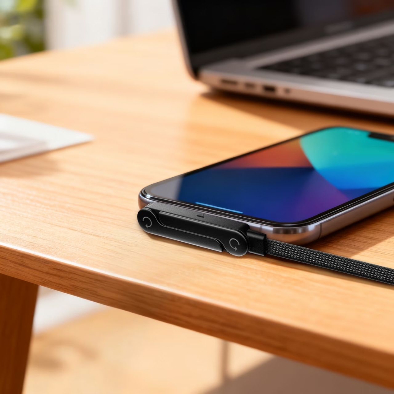Cablu de încărcare 2în1 cu suport pentru telefon, Bracky - Image 5