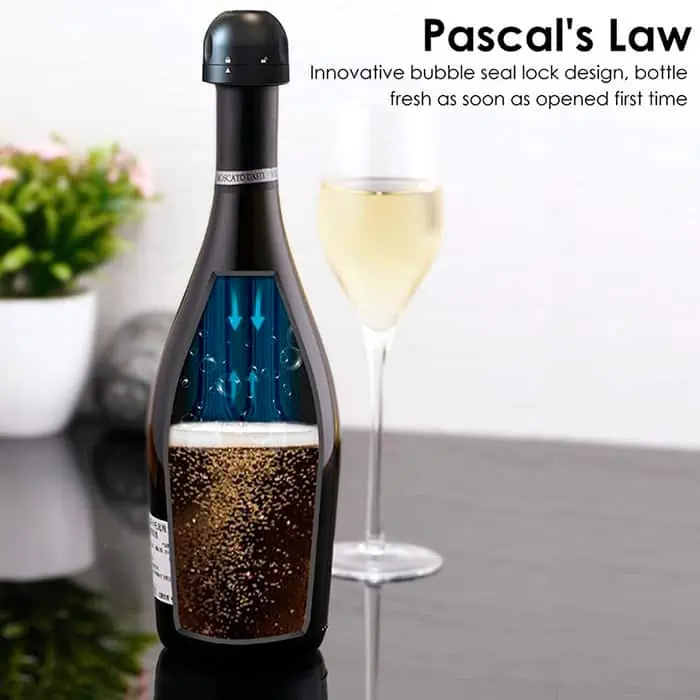 Primești 2 dopuri în set – 1 pentru sticla de șampanie și 1 pentru sticla de vin!