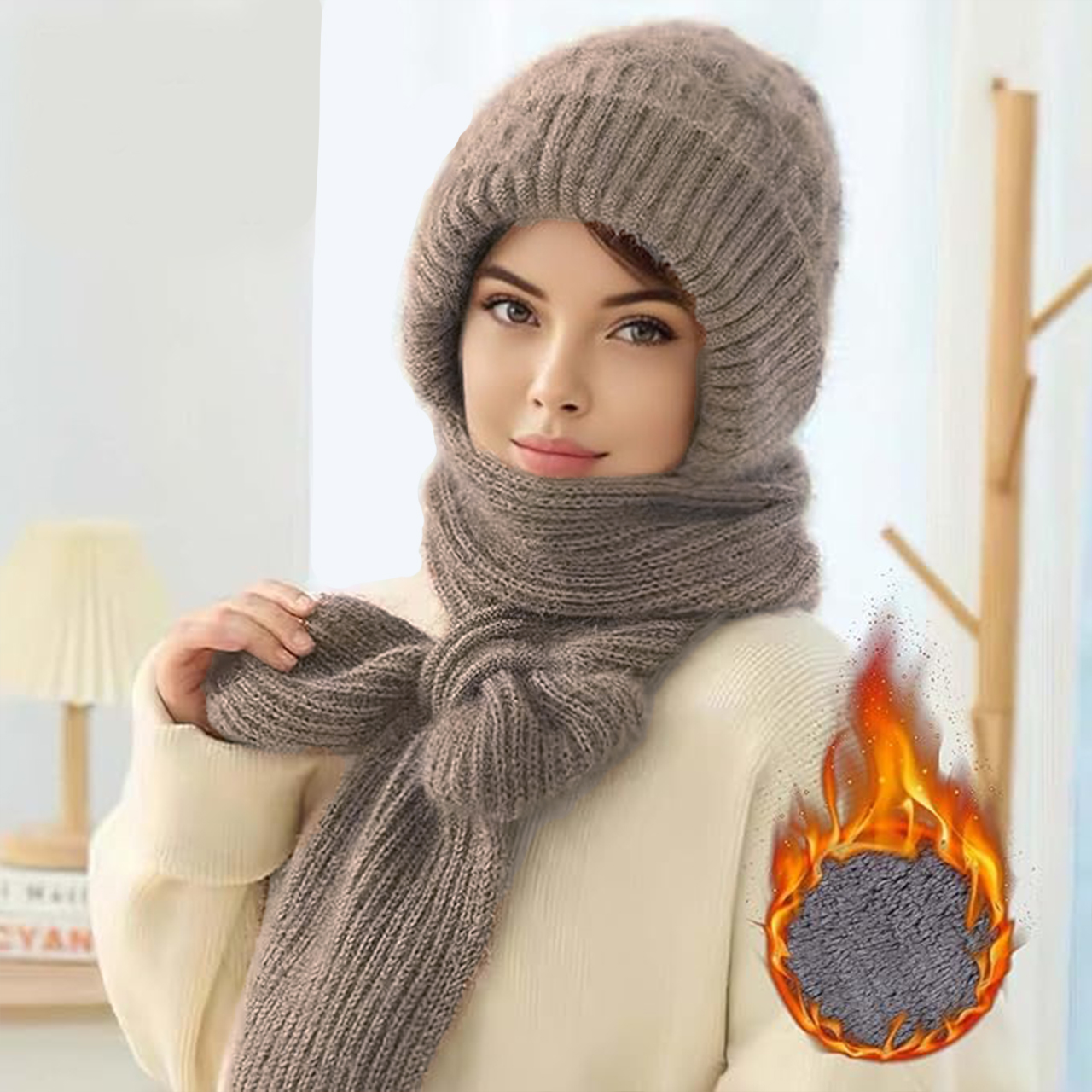 CapScarf, căciulă de iarnă pentru femei cu fular atașat - Image 3
