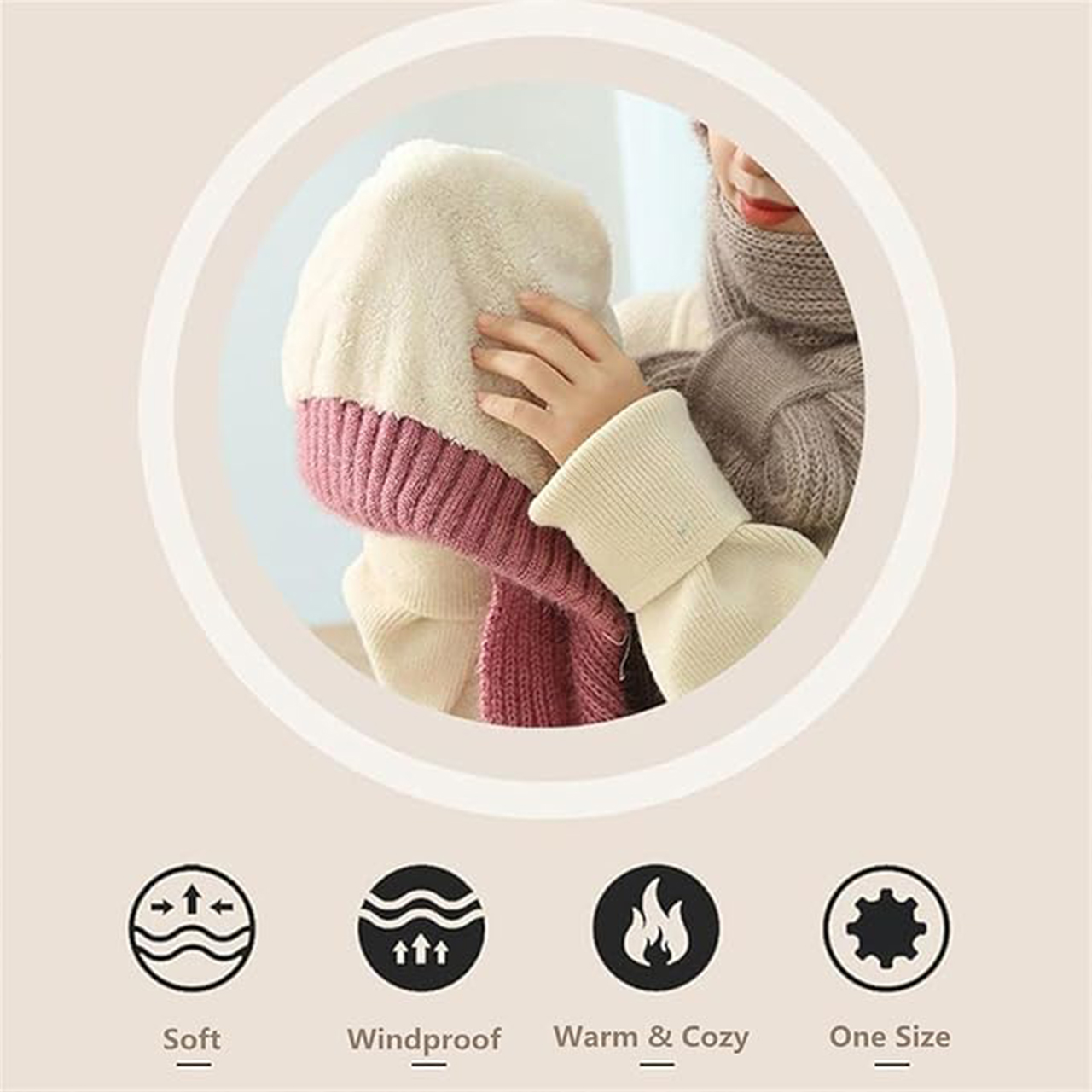 CapScarf, căciulă de iarnă pentru femei cu fular atașat - Image 7