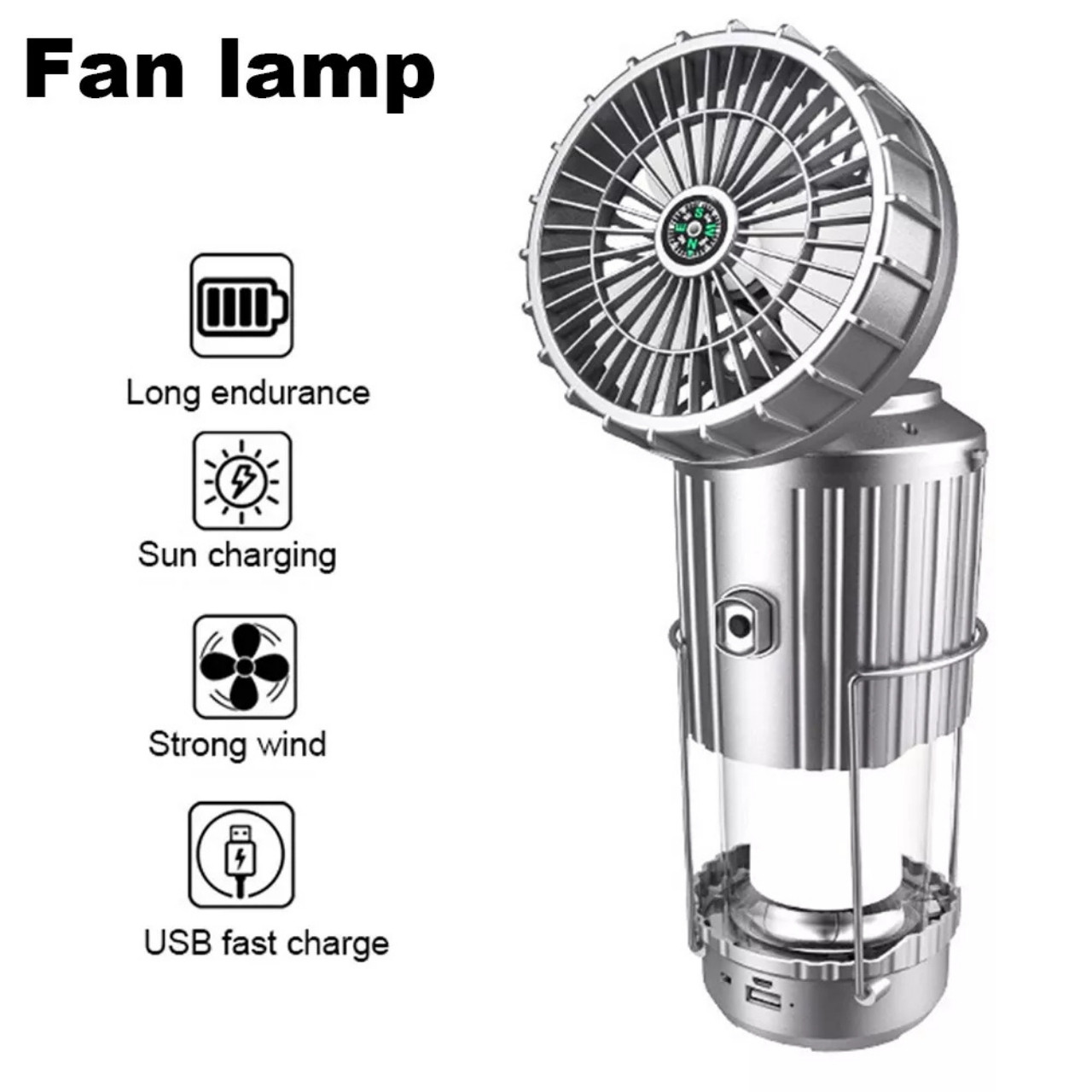 Fan, lampă LED solară multifuncțională 5 în 1 cu ventilator - Image 4