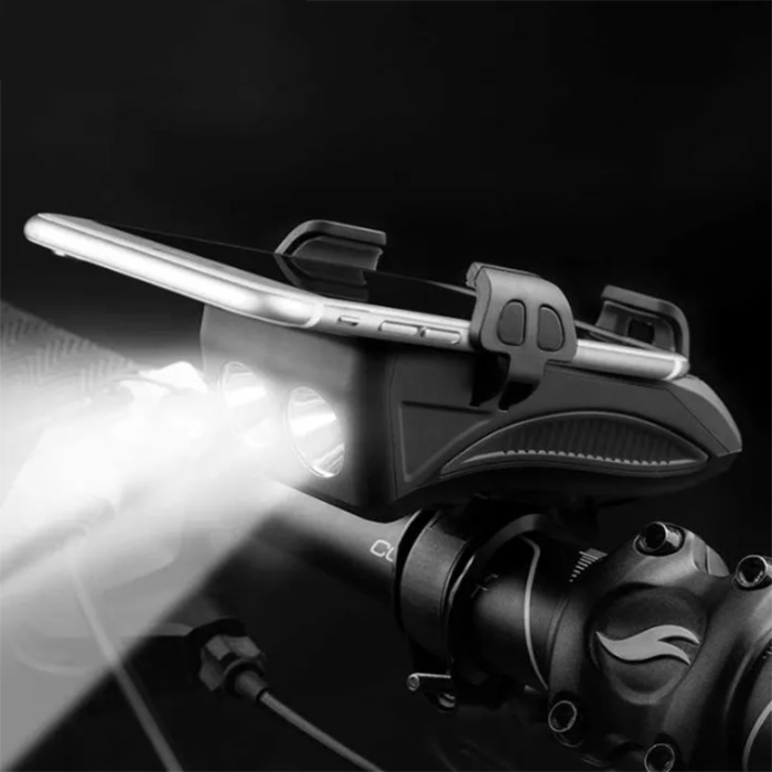 FastBike – lumină de bicicletă 4 în 1 cu încărcare, suport telefon și sonerie - Image 3