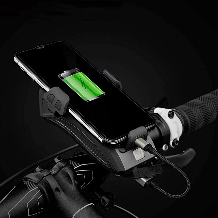 FastBike – lumină de bicicletă 4 în 1 cu încărcare, suport telefon și sonerie - Image 4