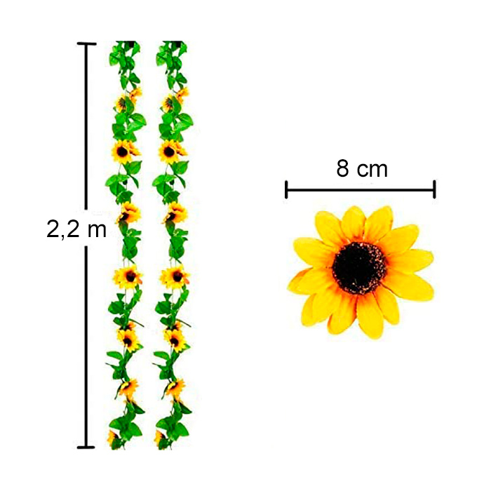 GarlandSunflower, ghirlandă artificială de floarea soarelui cu aspect natural (set de 2 bucăți) - Image 2