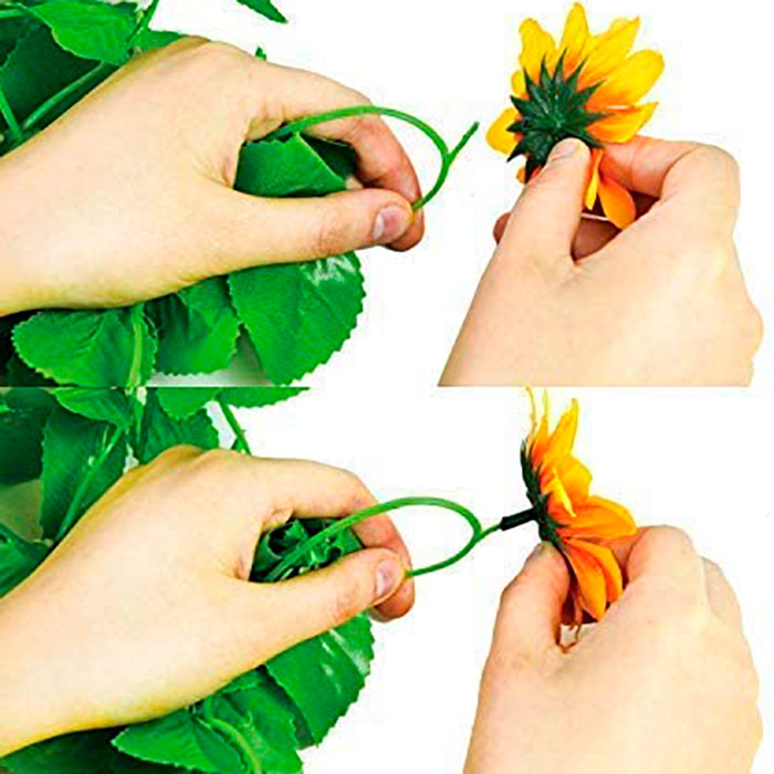 GarlandSunflower, ghirlandă artificială de floarea soarelui cu aspect natural (set de 2 bucăți) - Image 3