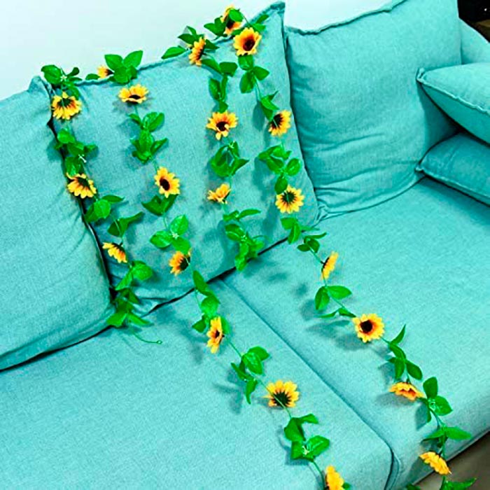 GarlandSunflower, ghirlandă artificială de floarea soarelui cu aspect natural (set de 2 bucăți) - Image 5