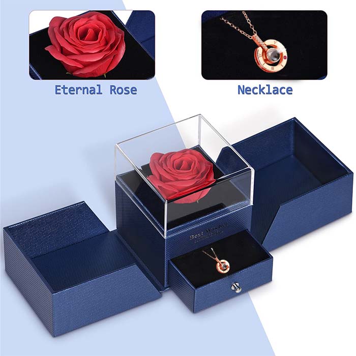 GiftBox, colier cu cutie cadou și o frumoasă trandafiră artificială - Image 4