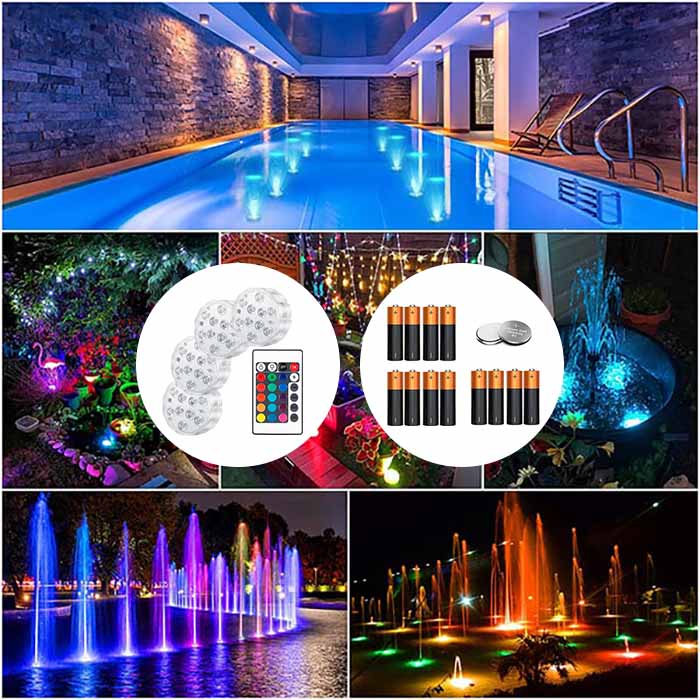 GlowBundle, 4 lumini LED rezistente la apă + set de baterii - Image 2