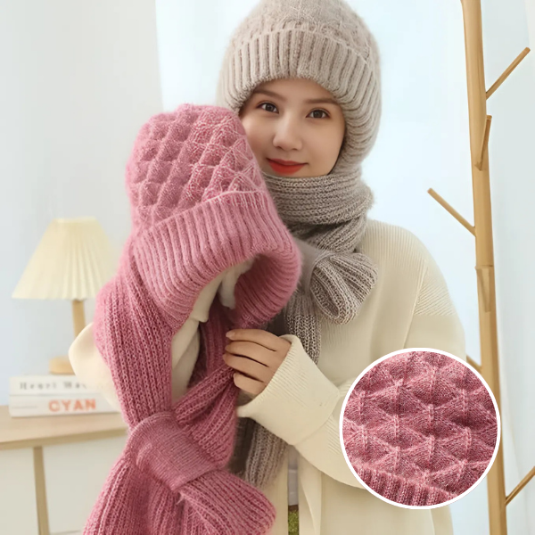 Eșarfă tricotată de iarnă cu glugă - Image 5