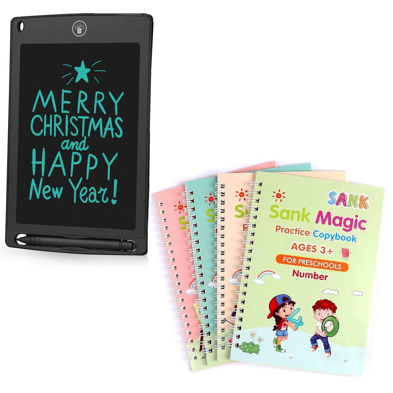 KidsBundle, tabletă LED și 4 caiete de lucru magice pentru învățarea scrisului și desenului - Image 2