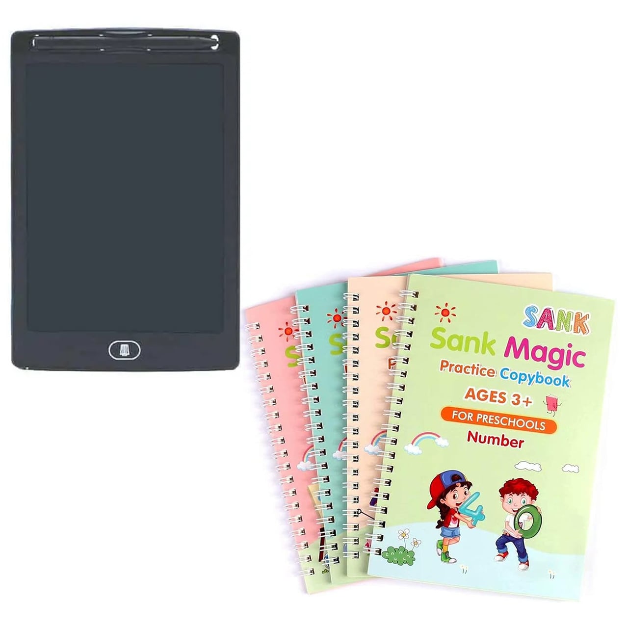 KidsBundle, tabletă LED și 4 caiete de lucru magice pentru învățarea scrisului și desenului - Image 3