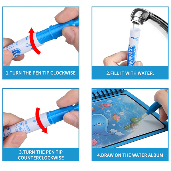MagicWaterBook – 3 cărți de colorat cu stilou cu apă - Image 5