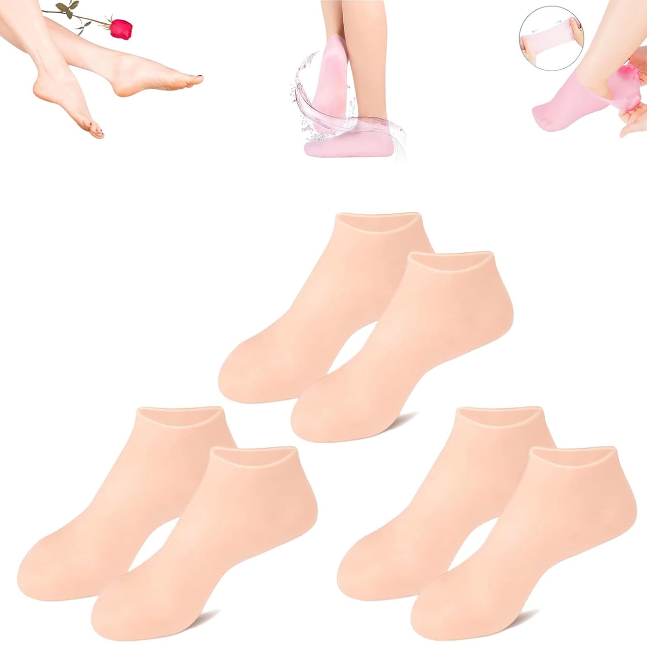 MoistMask, șosete de îngrijire a picioarelor din silicon hidratante - Image 3
