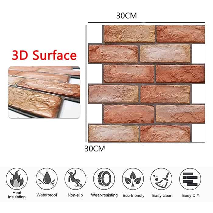 NewYorkWall, tapet autocolant 3D cu model de cărămidă portocalie ( set de 10 buc.) - Image 9