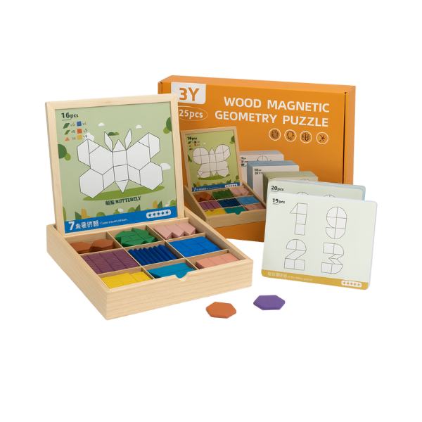 PUZZGEO, Set de puzzle din lemn magnetic (225 piese) - Image 4