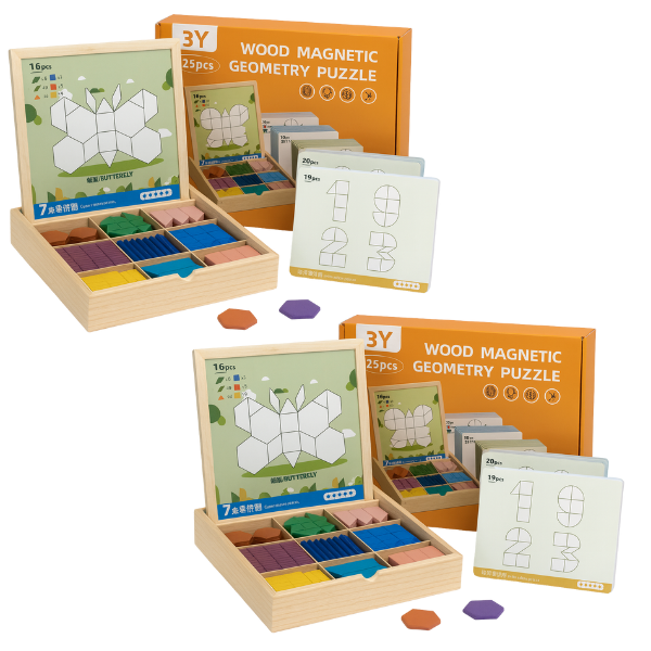 PUZZGEO, Set de puzzle din lemn magnetic (225 piese) - Image 5