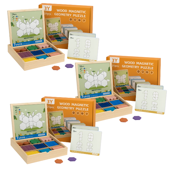 PUZZGEO, Set de puzzle din lemn magnetic (225 piese) - Image 6