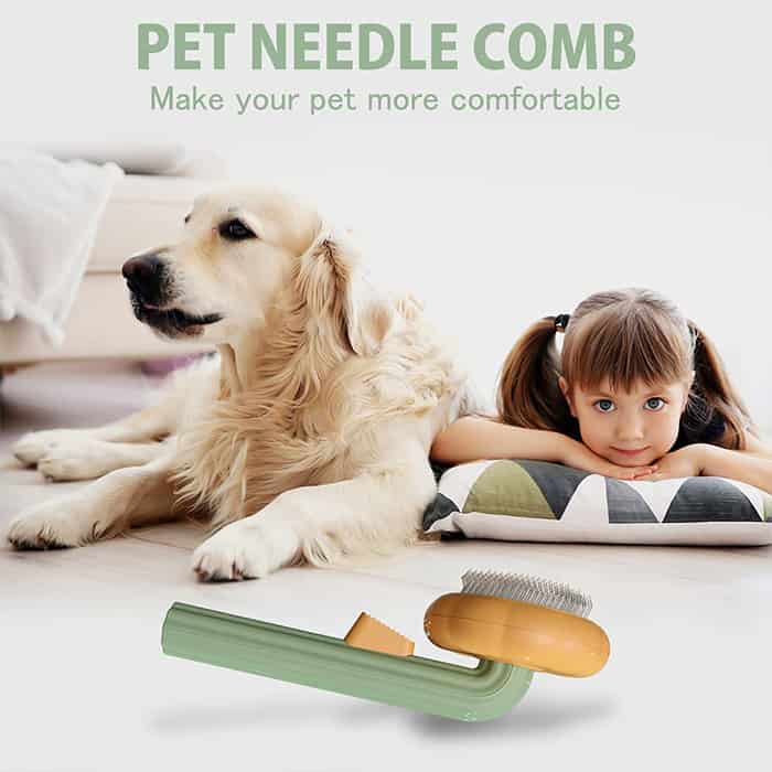 PumpkinComb, perie pentru animale de companie, cu buton, pentru o curățare ușoară - Image 4