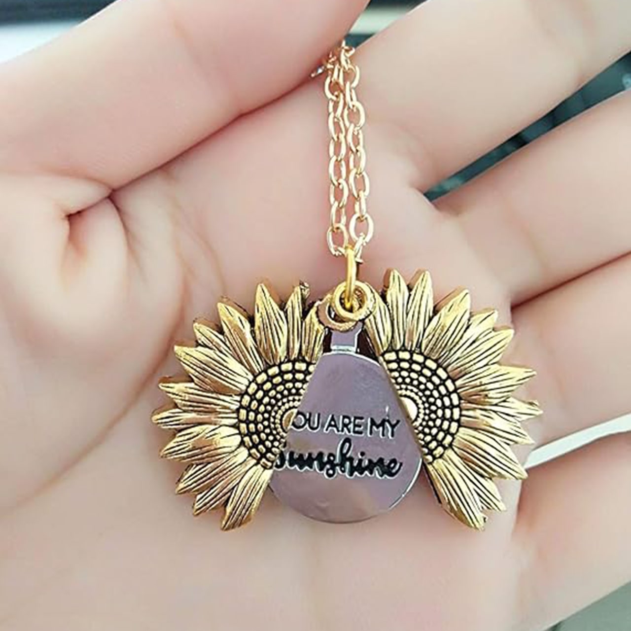 SunNecklace, colier cu motiv de floarea-soarelui și inscripție drăguță - Image 3