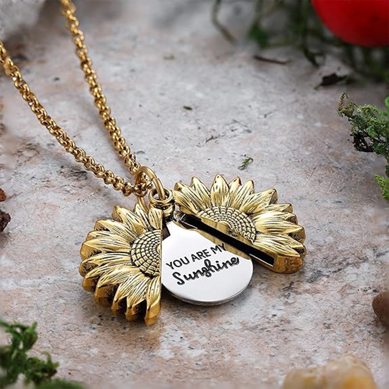 SunNecklace, colier cu motiv de floarea-soarelui și inscripție drăguță - Image 5