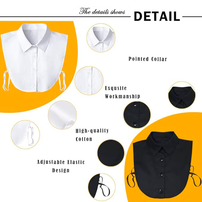 TopCollar, guler de cămașă pentru femei (negru și alb) - Image 4